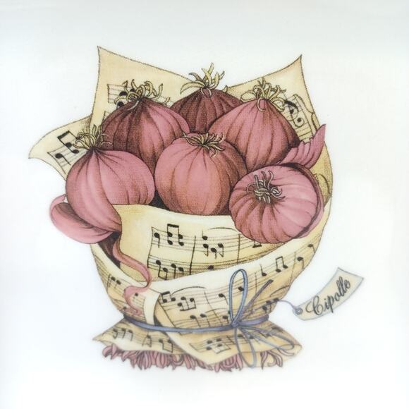 Set/3 Veggie Notes 7.5" Appetizer Plates Carrot Asparagus Onion Made in Italy - Picture 6 of 10